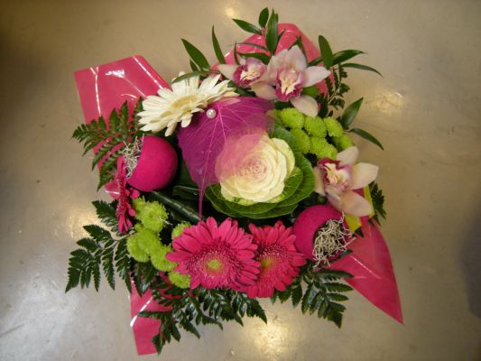 Bouquet rond camaïeu rose et blanc