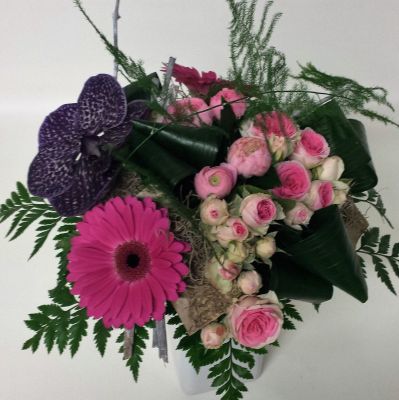 Bouquet rond camaïeu rose et violet 